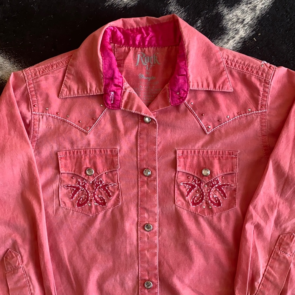 Rock 47 Wrangler Girls Western Rodeo Snap Shirt Sz. XS